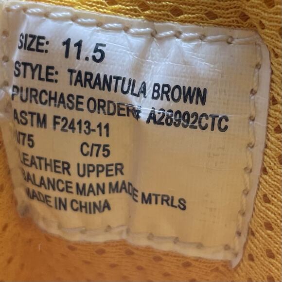 Chinook Footwear Tarantula 8” Work Boots Safety Toe Mens Size 11.5 Tan Lace Up - Picture 9 of 11